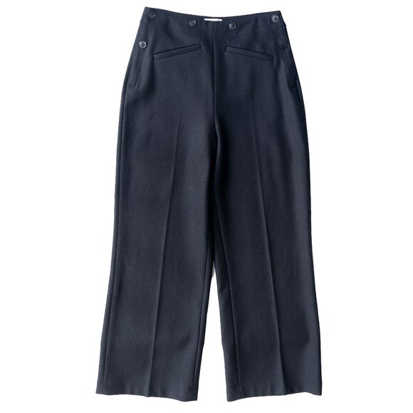 Doen Pants - Doen Glenne Pant Sailorcore Blue Navy Wool High Waist Wide Leg Retro Trouser